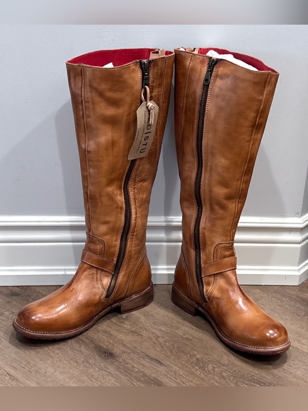 Bed Stu Glaye Wide Calf Tan Rustic Leather Boots 9.5 NEW In Box - Picture 10 of 16